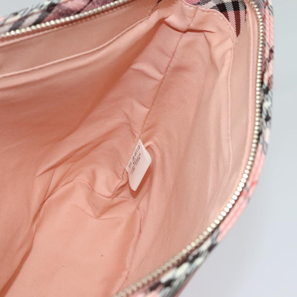 BURBERRY Nova Check Blue Label Shoulder Bag Nylon Pink Silver Auth 138245