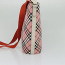 BURBERRY Nova Check Blue Label Shoulder Bag Nylon Pink Silver Auth 138245-5