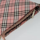 BURBERRY Nova Check Blue Label Shoulder Bag Nylon Pink Silver Auth 138245-6