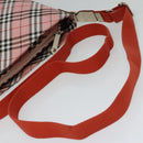 BURBERRY Nova Check Blue Label Shoulder Bag Nylon Pink Silver Auth 138245-7