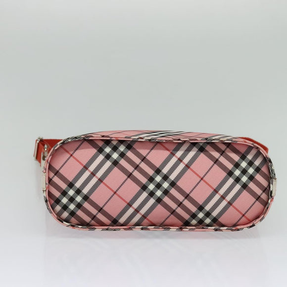 BURBERRY Nova Check Blue Label Shoulder Bag Nylon Pink Silver Auth 138245