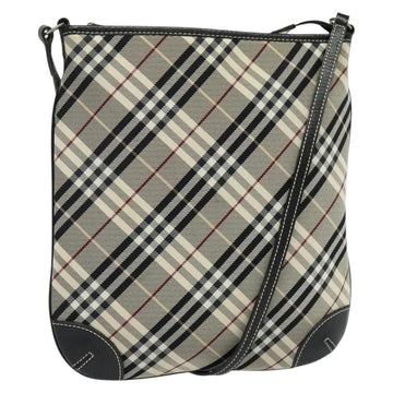 BURBERRY Nova Check Blue Label Shoulder Bag Nylon Beige Silver Auth 138246