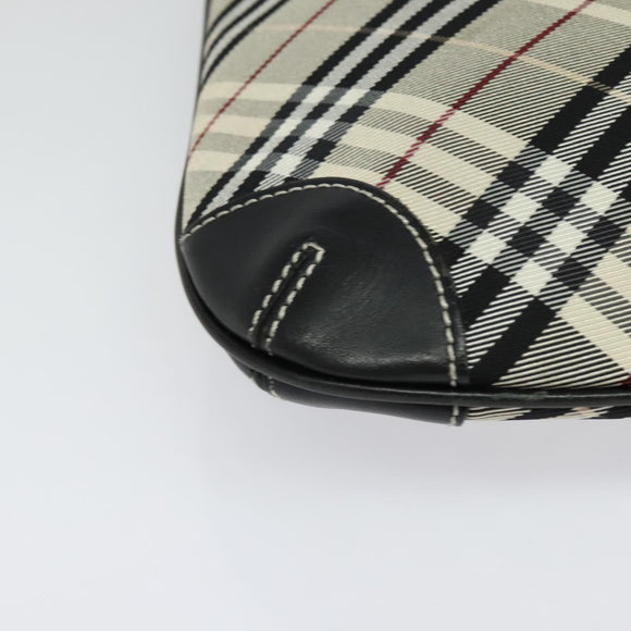 BURBERRY Nova Check Blue Label Shoulder Bag Nylon Beige Silver Auth 138246