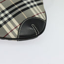 BURBERRY Nova Check Blue Label Shoulder Bag Nylon Beige Silver Auth 138246-11
