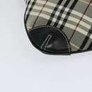 BURBERRY Nova Check Blue Label Shoulder Bag Nylon Beige Silver Auth 138246-12