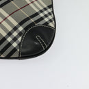 BURBERRY Nova Check Blue Label Shoulder Bag Nylon Beige Silver Auth 138246-13