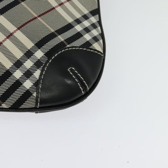 BURBERRY Nova Check Blue Label Shoulder Bag Nylon Beige Silver Auth 138246