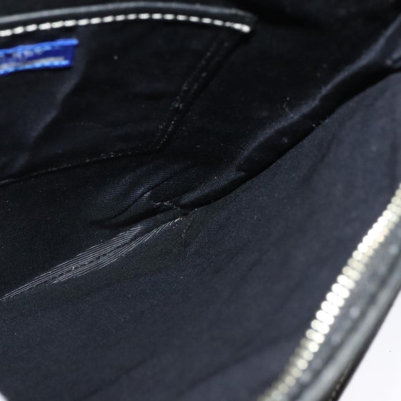 BURBERRY Nova Check Blue Label Shoulder Bag Nylon Beige Silver Auth 138246