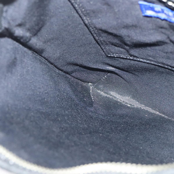 BURBERRY Nova Check Blue Label Shoulder Bag Nylon Beige Silver Auth 138246