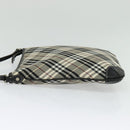 BURBERRY Nova Check Blue Label Shoulder Bag Nylon Beige Silver Auth 138246-4