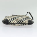 BURBERRY Nova Check Blue Label Shoulder Bag Nylon Beige Silver Auth 138246-9