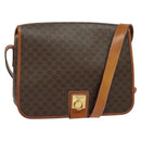 CELINE Macadam Canvas Shoulder Bag PVC Leather Brown Gold Auth 138247-1