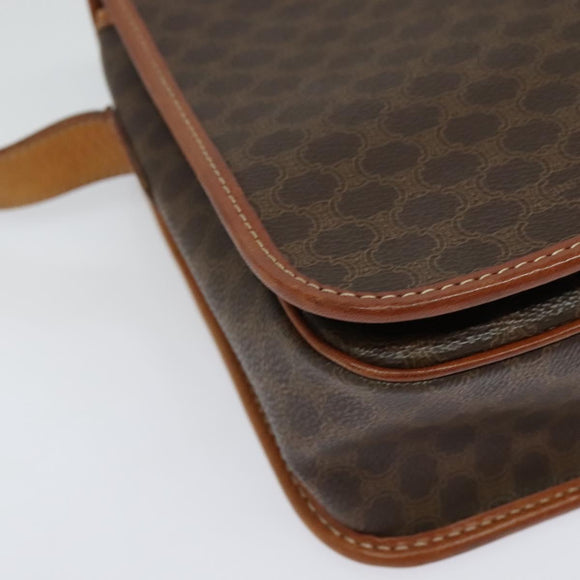 CELINE Macadam Canvas Shoulder Bag PVC Leather Brown Gold Auth 138247