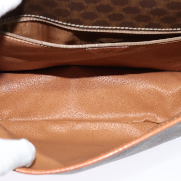 CELINE Macadam Canvas Shoulder Bag PVC Leather Brown Gold Auth 138247