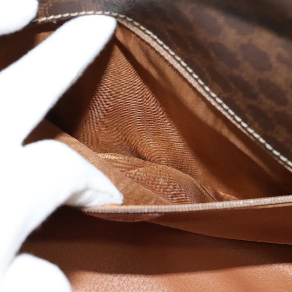 CELINE Macadam Canvas Shoulder Bag PVC Leather Brown Gold Auth 138247