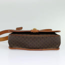 CELINE Macadam Canvas Shoulder Bag PVC Leather Brown Gold Auth 138247-5