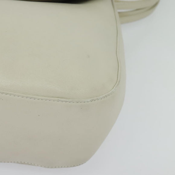 BALLY Shoulder Bag Leather White Gold Auth 138249