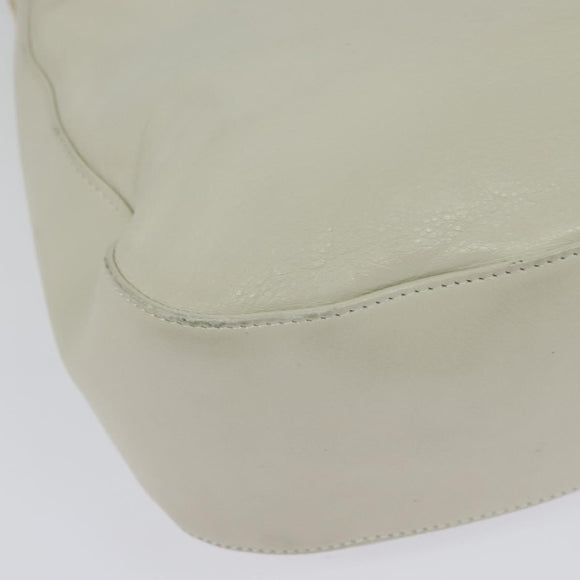 BALLY Shoulder Bag Leather White Gold Auth 138249