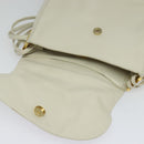 BALLY Shoulder Bag Leather White Gold Auth 138249-9