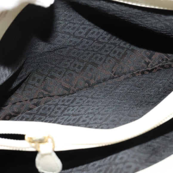 BALLY Shoulder Bag Leather White Gold Auth 138249