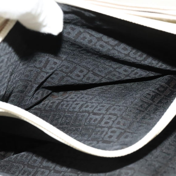 BALLY Shoulder Bag Leather White Gold Auth 138249