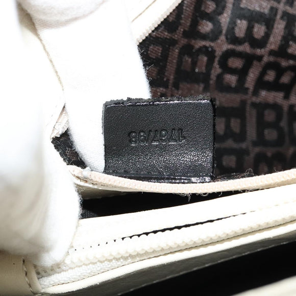 BALLY Shoulder Bag Leather White Gold Auth 138249