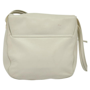 BALLY Shoulder Bag Leather White Gold Auth 138249 - 0