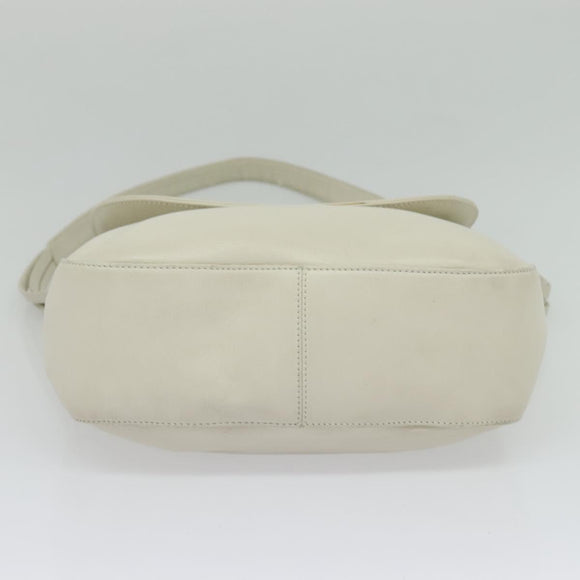 BALLY Shoulder Bag Leather White Gold Auth 138249