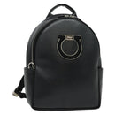 Salvatore Ferragamo Gancini Backpack Leather Black Silver Auth 138252-1