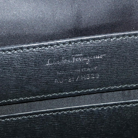 Salvatore Ferragamo Gancini Backpack Leather Black Silver Auth 138252