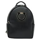 Salvatore Ferragamo Gancini Backpack Leather Black Silver Auth 138252-13