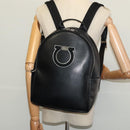 Salvatore Ferragamo Gancini Backpack Leather Black Silver Auth 138252-23