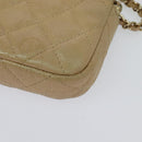 CHANEL Matelasse Chain Shoulder Bag Caviar Skin Beige Gold CC Auth 138257-11