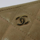 CHANEL Matelasse Chain Shoulder Bag Caviar Skin Beige Gold CC Auth 138257-14