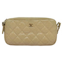 CHANEL Matelasse Chain Shoulder Bag Caviar Skin Beige Gold CC Auth 138257-2