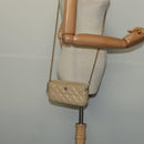 CHANEL Matelasse Chain Shoulder Bag Caviar Skin Beige Gold CC Auth 138257-27