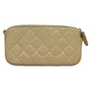 CHANEL Matelasse Chain Shoulder Bag Caviar Skin Beige Gold CC Auth 138257-3