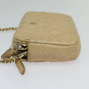 CHANEL Matelasse Chain Shoulder Bag Caviar Skin Beige Gold CC Auth 138257-4