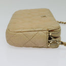 CHANEL Matelasse Chain Shoulder Bag Caviar Skin Beige Gold CC Auth 138257-5