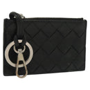BOTTEGA VENETA INTRECCIATO Coin Purse Leather Black Silver Auth 138261-1