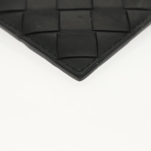 BOTTEGA VENETA INTRECCIATO Coin Purse Leather Black Silver Auth 138261
