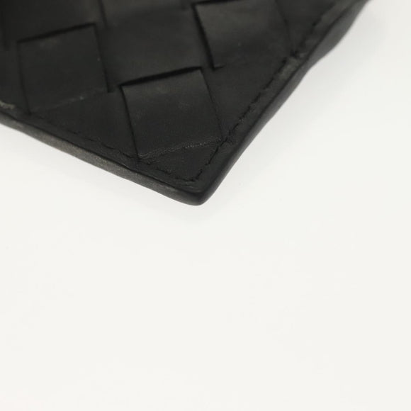 BOTTEGA VENETA INTRECCIATO Coin Purse Leather Black Silver Auth 138261