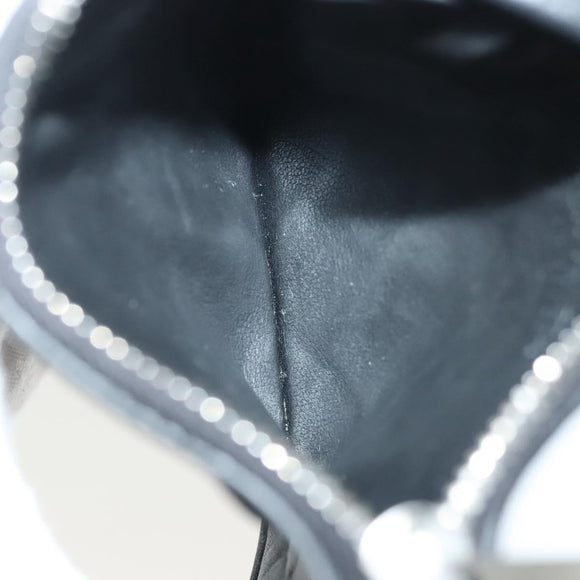 BOTTEGA VENETA INTRECCIATO Coin Purse Leather Black Silver Auth 138261