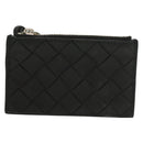 BOTTEGA VENETA INTRECCIATO Coin Purse Leather Black Silver Auth 138261-2