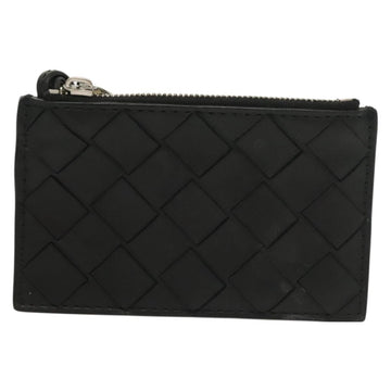 BOTTEGA VENETA INTRECCIATO Coin Purse Leather Black Silver Auth 138261 - 0