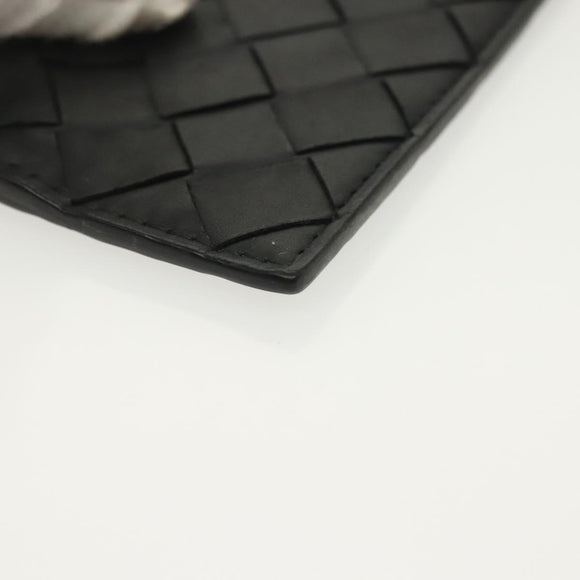 BOTTEGA VENETA INTRECCIATO Coin Purse Leather Black Silver Auth 138261