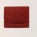 CHANEL Wallet Leather 2Set Red Black CC Auth 138264-10
