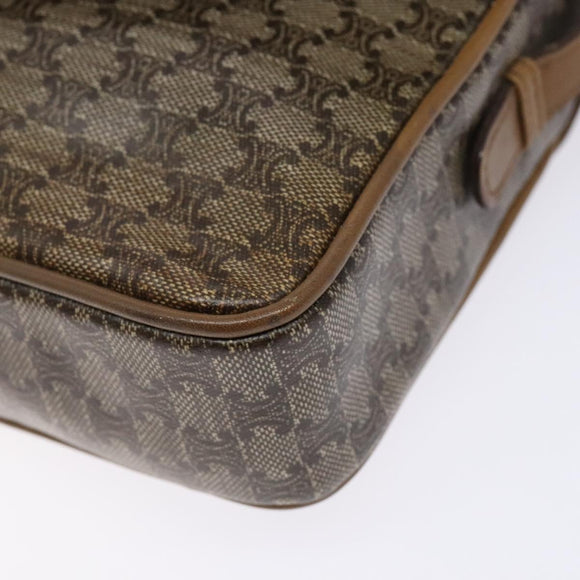 CELINE Macadam Canvas Shoulder Bag PVC Beige Gold Auth 138273