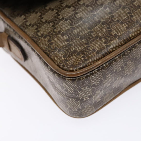 CELINE Macadam Canvas Shoulder Bag PVC Beige Gold Auth 138273