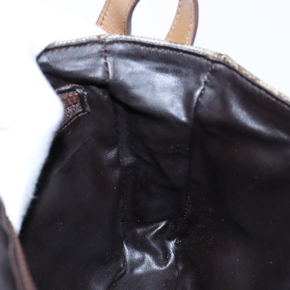 CELINE Macadam Canvas Shoulder Bag PVC Beige Gold Auth 138273